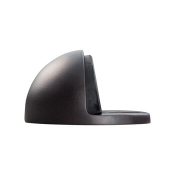 Black modern door stop on white background.