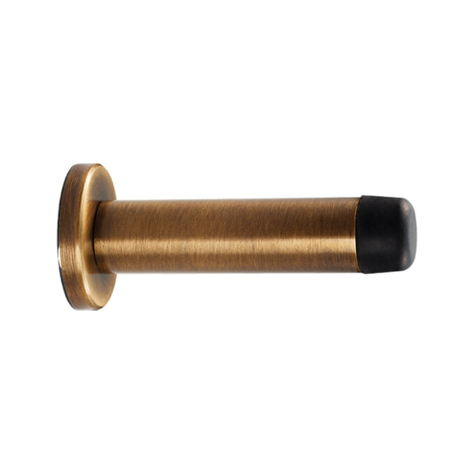 Bronze door handle with black end cap.