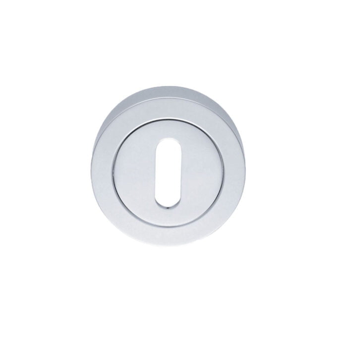 Silver keyhole cover on white background