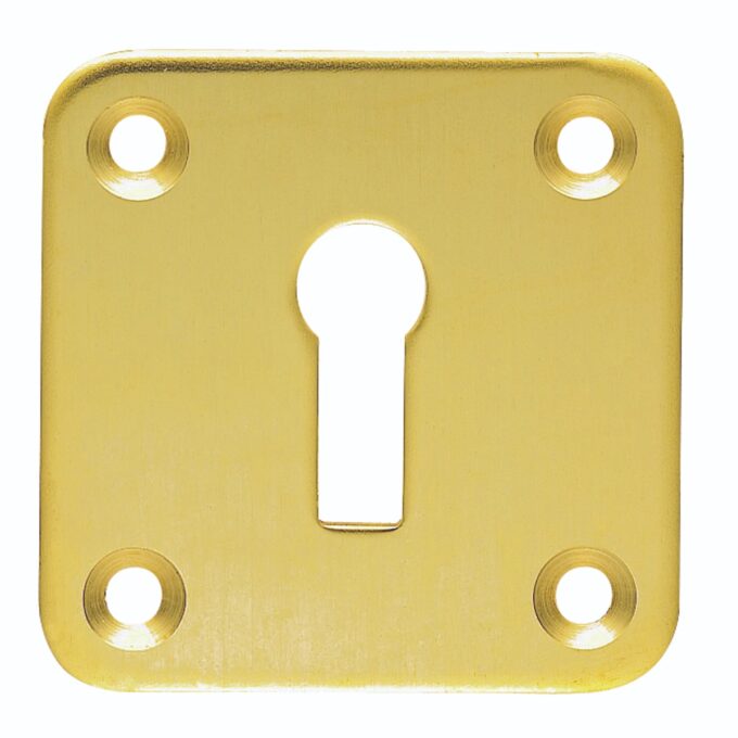 Brass keyhole cover on white background