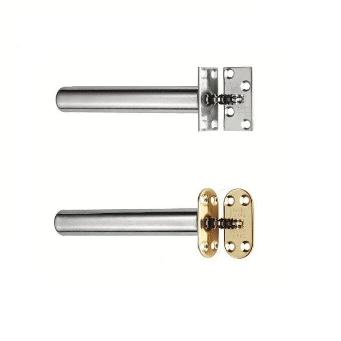 Silver and gold door bolts on white background