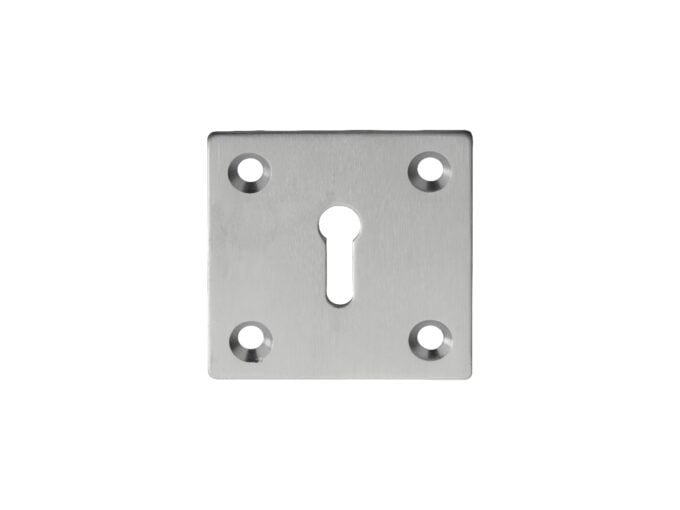 Silver keyhole cover plate isolated on white