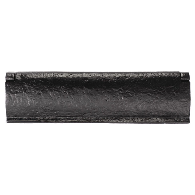 Black textured leather wallet, closed side view.