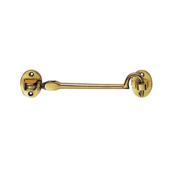 Brass cabin hook and eye latch isolated.