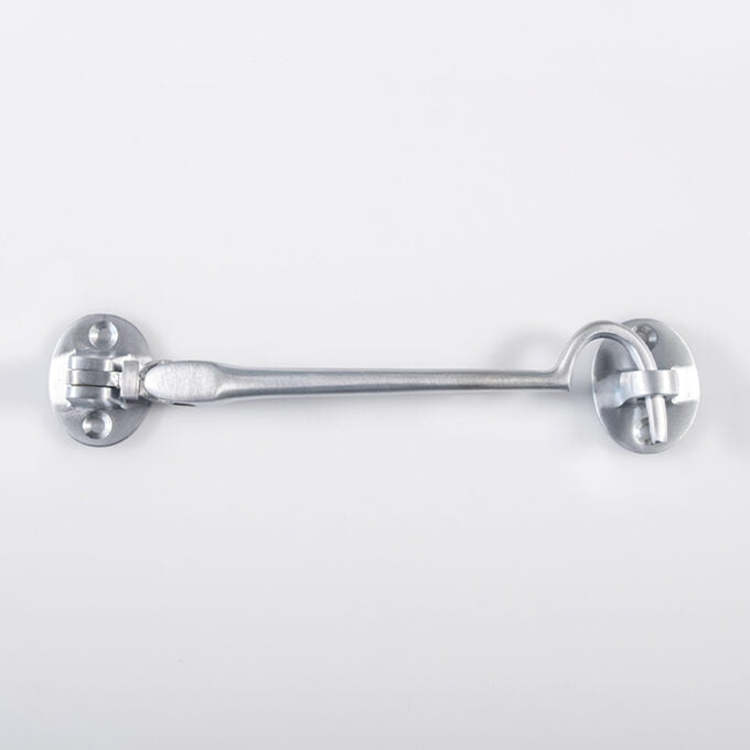 Silver wall-mounted safety handrail on white background