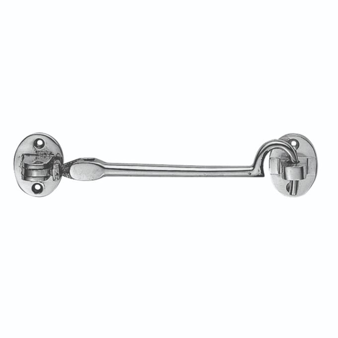 Chrome cabin hook and eye latch isolated on white