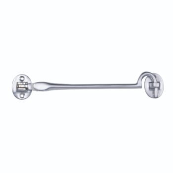 Silver safety grab bar on white background