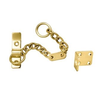 Gold bag clasp and chain isolated on white.