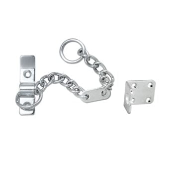 Silver chain and mounting brackets isolated on white.