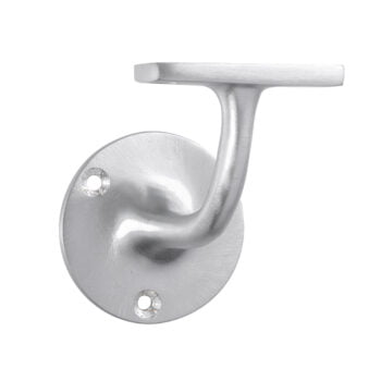 Silver metal wall hook on white background