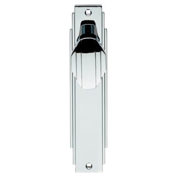 Chrome art deco style door handle on plate