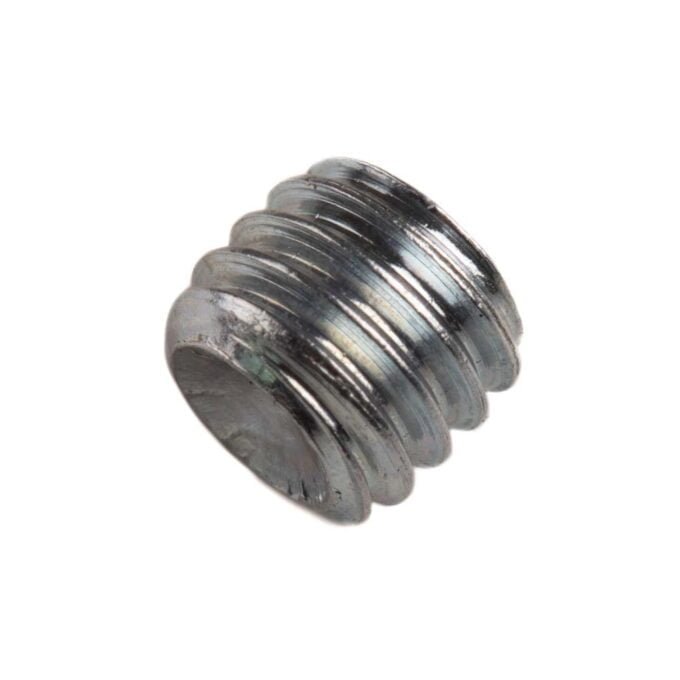 Close-up of a metallic screw isolated on white background.