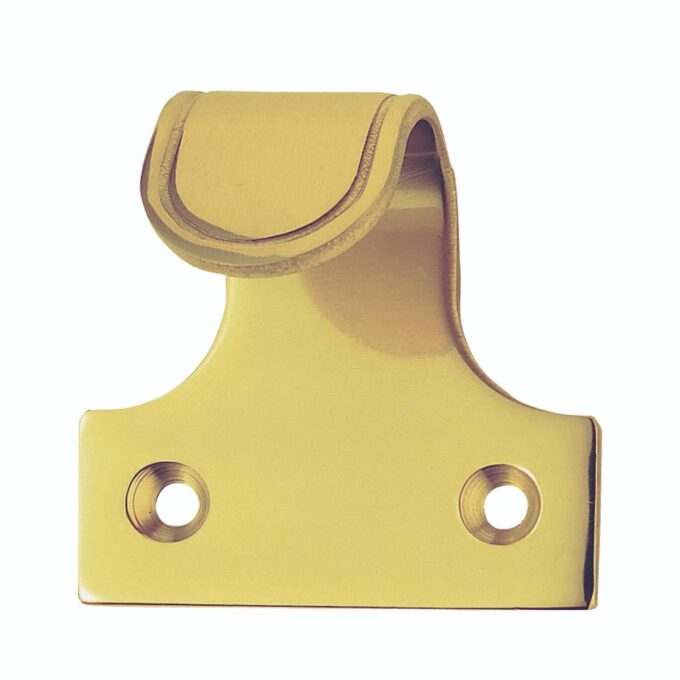 Brass curtain clip with two mounting holes.