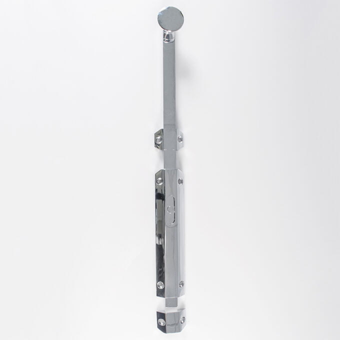 Chrome telescopic boom barrier on white background