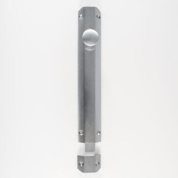 Silver door handle on white background