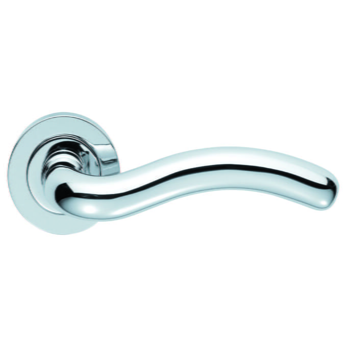 Chrome door handle on white background