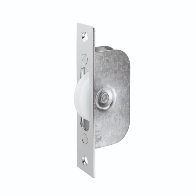 Metal sliding door roller with mounting plate