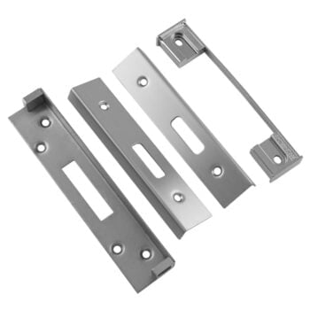 Assorted metal mounting brackets isolated on white.