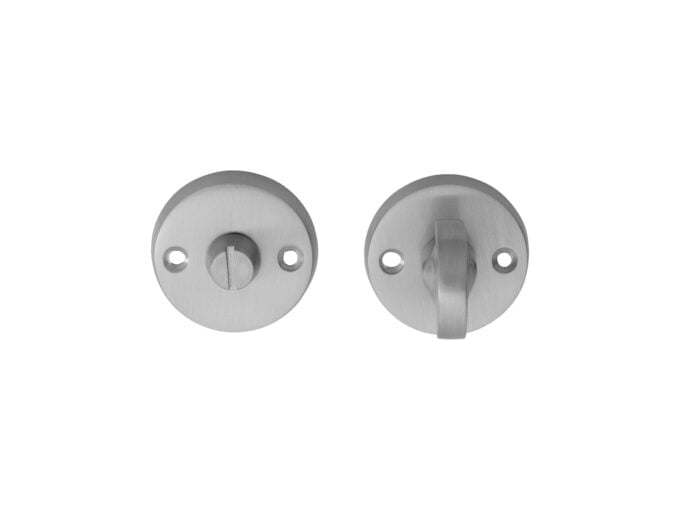 Stainless steel door hooks, front and side view.