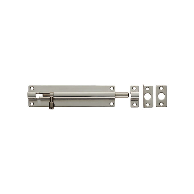 Stainless steel sliding bolt latch isolated.