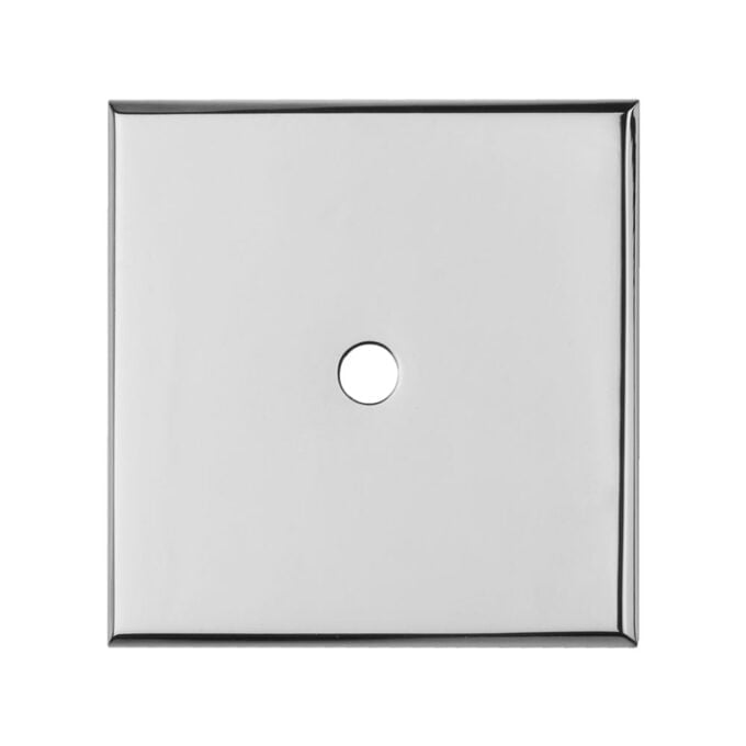 Silver square light switch plate isolated on white.