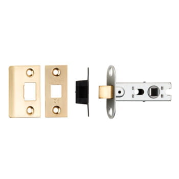 Gold light switch and lock set isolated on white.