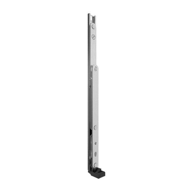 Vertical sliding door mechanism in isolated white background.