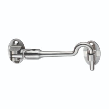 Stainless steel cabin hook and eye latch.