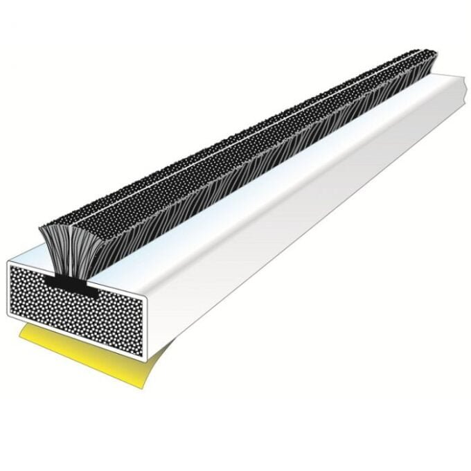 Cross-section of an insulated glazing window profile.