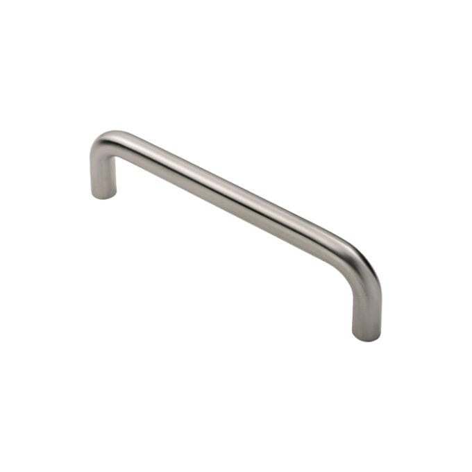 Stainless steel cabinet handle isolated on white background.