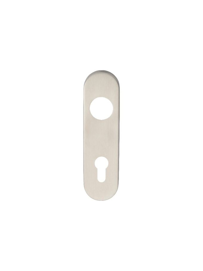 Metal door keyhole escutcheon isolated on white background.