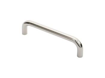 Chrome cabinet handle on white background