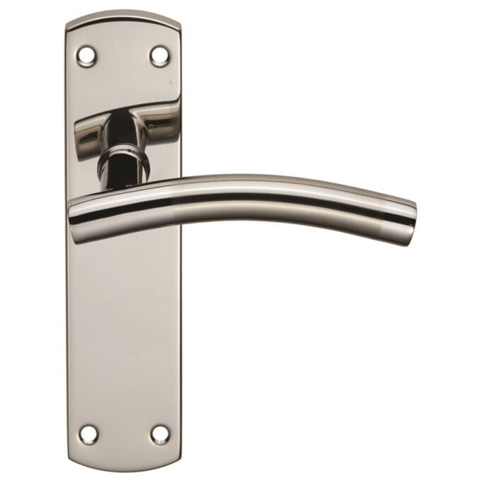 Stainless steel door handle on backplate