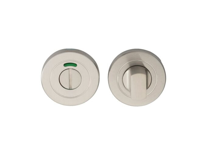 Stainless steel bathroom occupied indicator locks.