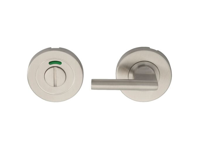 Stainless steel bathroom lock with green indicator