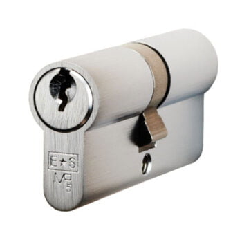 Silver euro cylinder lock with key