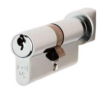 Silver euro cylinder lock isolated on white background.