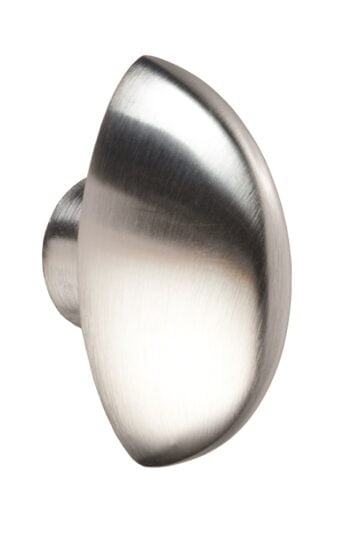 Brushed stainless steel cabinet knob isolated on white