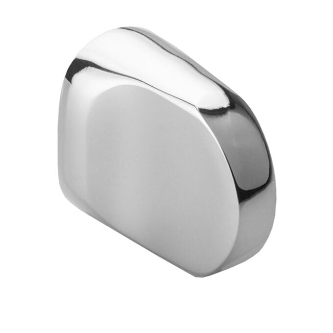 Polished silver metal dome knob isolated on white.