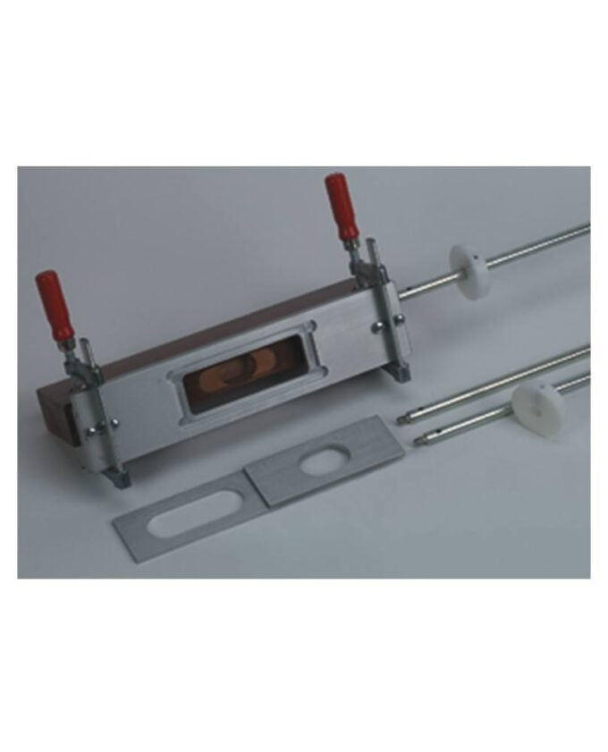 Precision spirit level on mechanical clamping fixture.