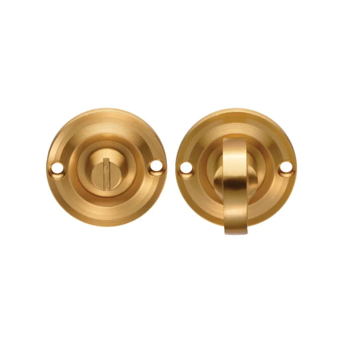 Brass door knob and handle set isolated on white.
