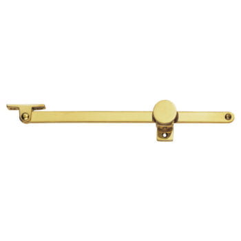 Brass sliding security door bolt, side view.