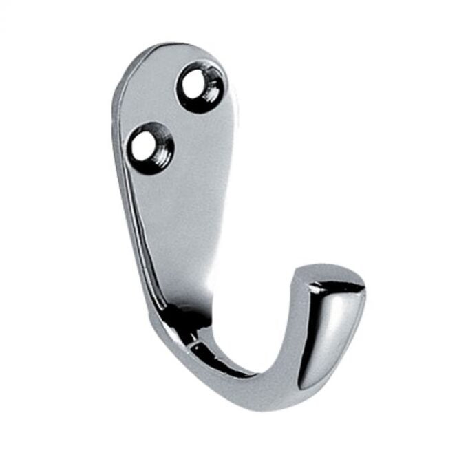 Chrome wall hook with two mounting holes