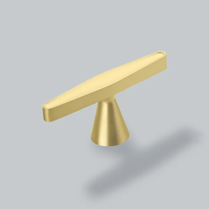 Conic T-Bar Knob | Brushed Satin Brass